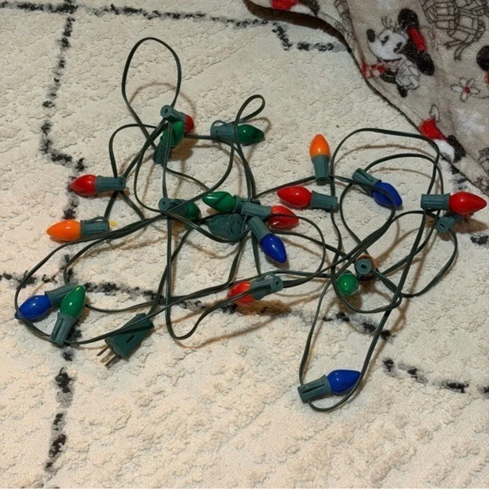 Vintage 80s 90s Colorful String Lights Color Christmas Strand Lighting Cord